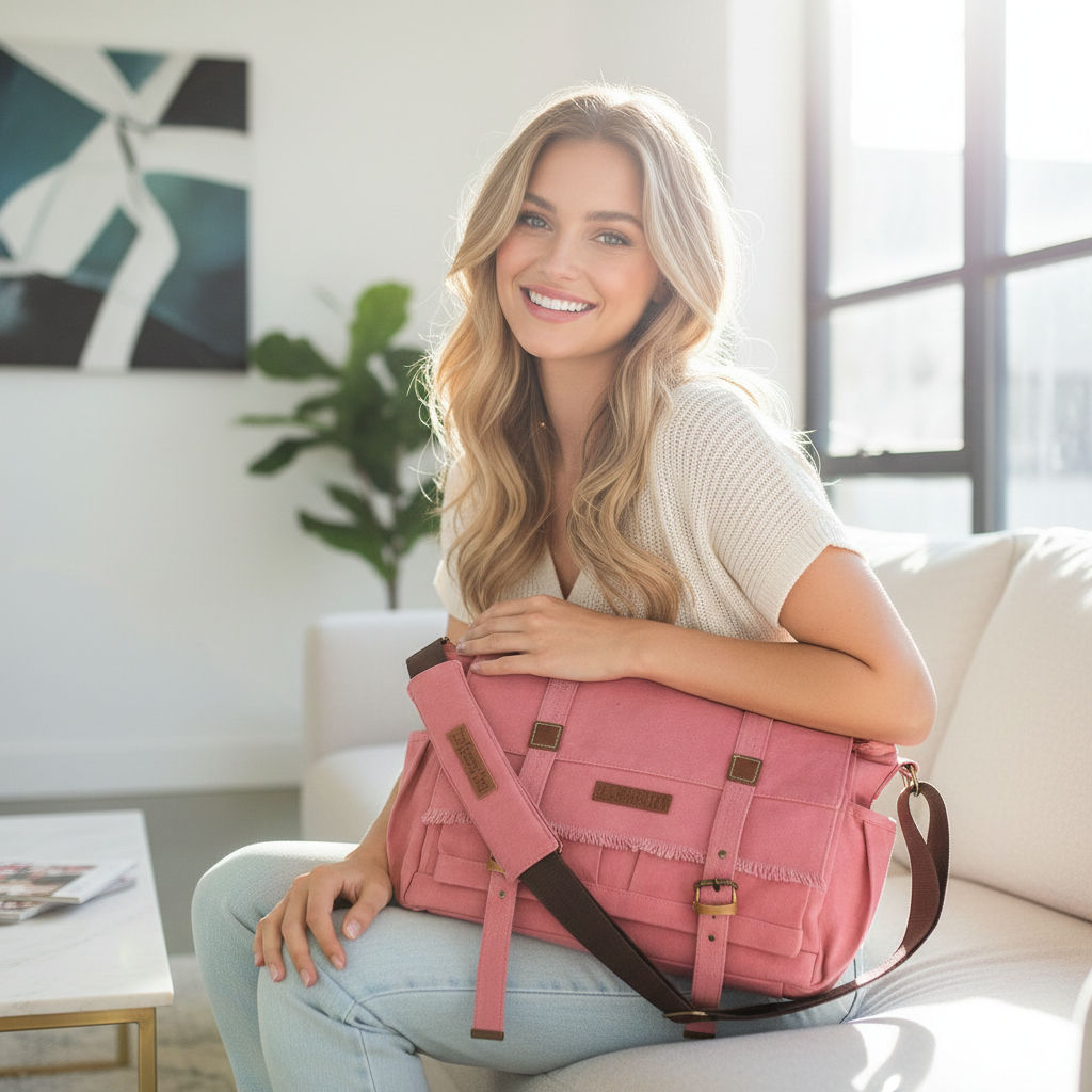 Pink Unisex Laptop Messenger Bag for Everyday Use 193